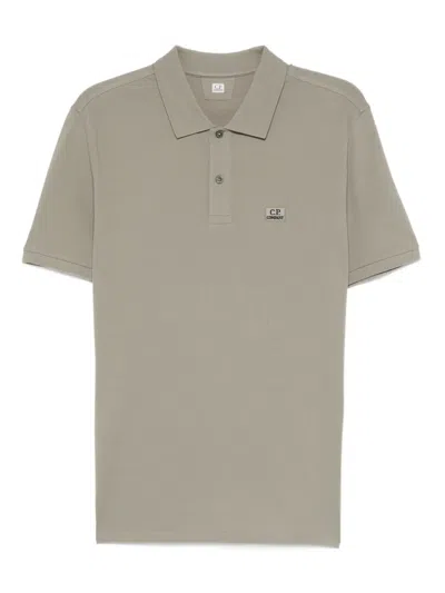 C.p. Company Logo-plaque Polo Shirt In Green