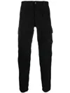 C.p. Company Logo Plaque Tapered Trousers In Black