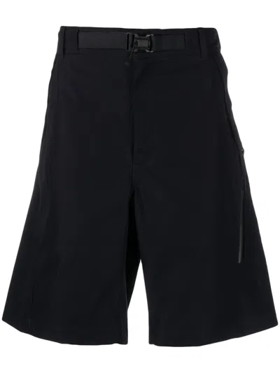 C.p. Company Logo-print Belted-waist Shorts In Blue