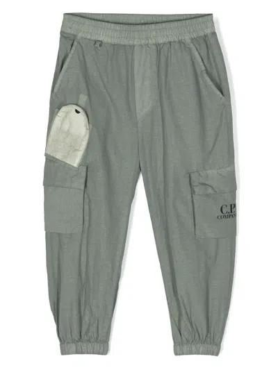 C.p. Company Kids' Logo-print Cargo Pants In Green