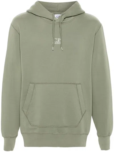 C.p. Company Logo-print Cotton Hoodie In 绿色