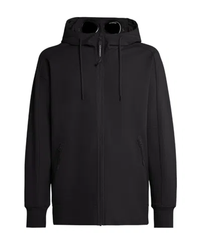 C.p. Company Logo-print Cotton Hoodie In Black