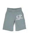 C.p. Company Logo-print Cotton Shorts In Grey