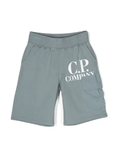 C.p. Company Kids' Logo-print Cotton Shorts In Grey