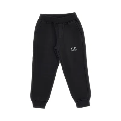 C.p. Company Logo Print Cotton Sweatpants Kids In Black