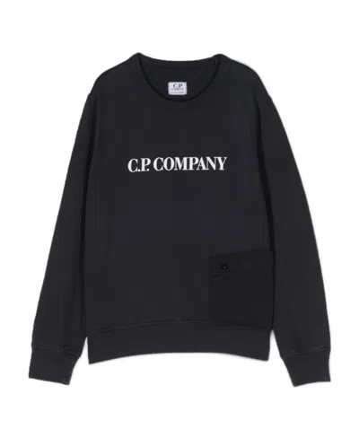 C.p. Company Logo-print Cotton Sweatshirt In Black