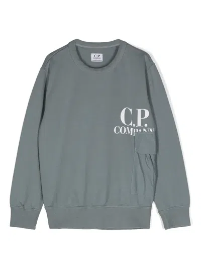 C.p. Company Kids' Sweatshirt Mit Logo-print In Blau