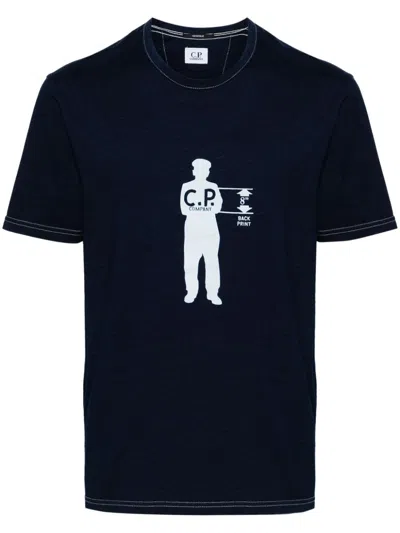 C.p. Company Logo-print Cotton T-shirt In Blue