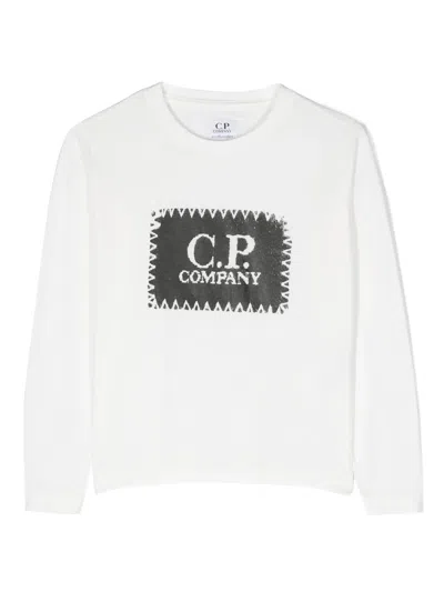 C.p. Company Kids' Logo-print Cotton T-shirt In White