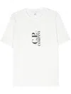 C.p. Company White T-shirt With Vertical Logo Printed On The Front In Cotton Man In White