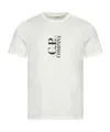 C.p. Company White T-shirt With Vertical Logo Printed On The Front In Cotton Man In White