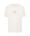 C.p. Company Men Beige T-shirt With Print On The Back In White