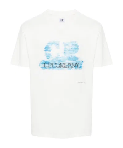 C.p. Company Logo-print Cotton T-shirt In White