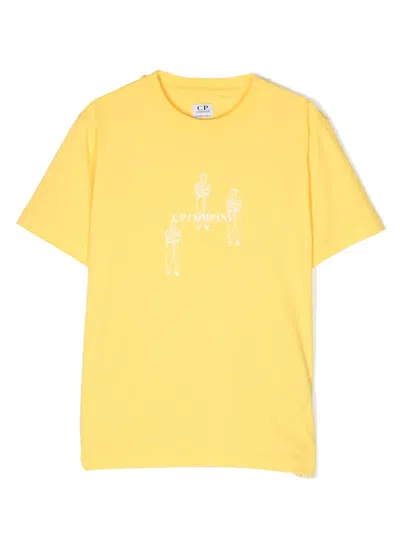 C.p. Company Kids' Logo-print Cotton T-shirt In Yellow