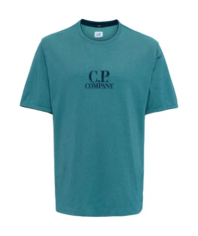 C.p. Company Logo-print Crew-neck T-shirt In Blue
