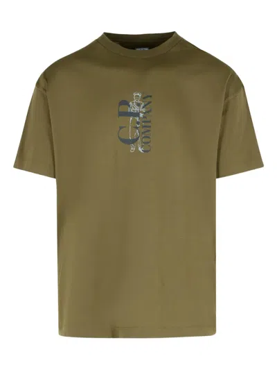 C.p. Company Logo-print Crew-neck T-shirt In Green