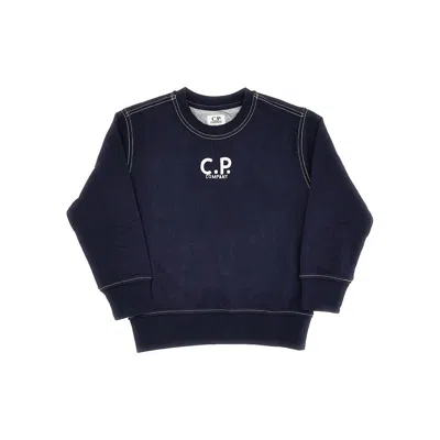 C.p. Company Logo Print Crewneck Sweatshirt Kids In Blue