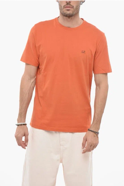 C.p. Company Logo Print Crewneck T-shirt In Orange