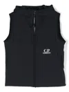 C.p. Company Sleeveless Logo-print Hooded Jacket In Blue