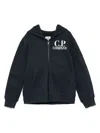 C.p. Company Logo Print Hooded Jacket In Blue