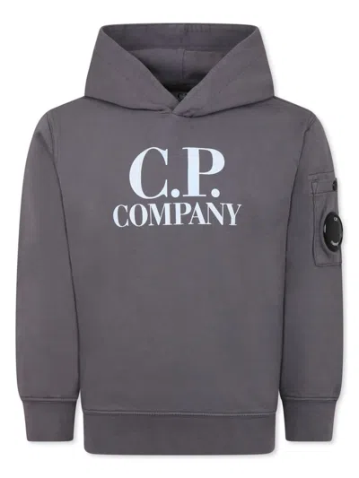 C.p. Company Kids' Logo-print Hoodie In 灰色