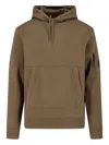 C.p. Company Logo-print Hoodie In Brown
