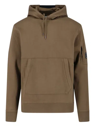 C.p. Company Logo-print Hoodie In Brown