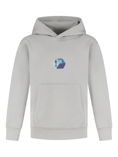 C.p. Company Kids' Logo-print Hoodie In Gray