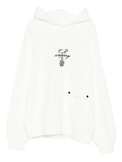 C.p. Company Kids' Logo-print Hoodie In White