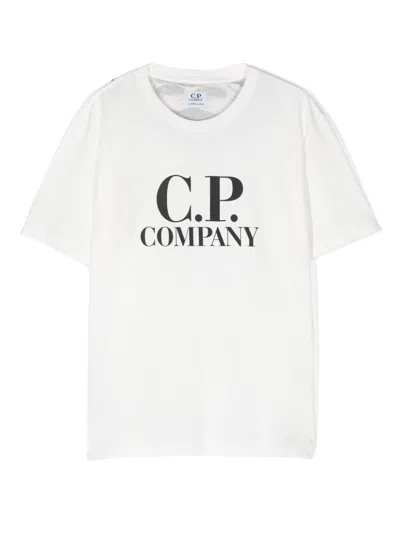 C.p. Company Kids' Logo-print Jersey T-shirt In White