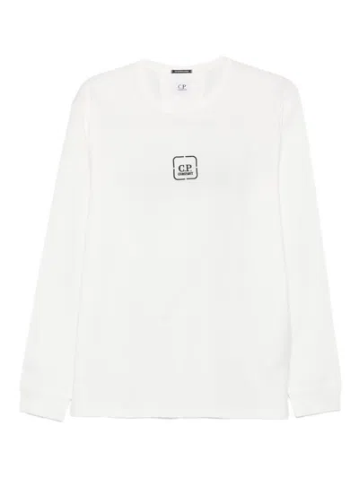 C.p. Company Logo-print Long-sleeve T-shirt In Gray