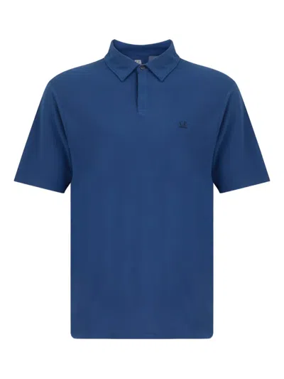 C.p. Company Logo-print Polo Shirt In Blue