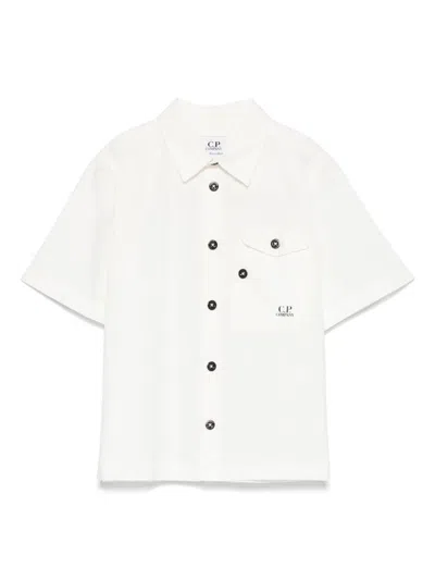 C.p. Company Kids' Logo-print Shirt In 白色