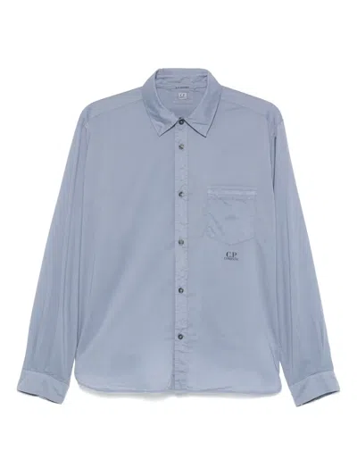 C.p. Company Logo-print Shirt In Blue