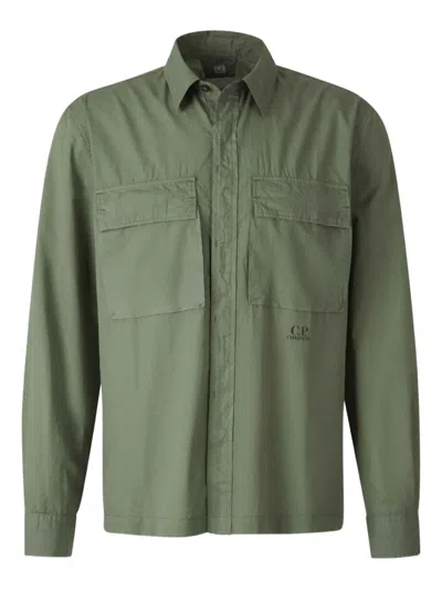 C.p. Company Logo-print Shirt Jacket In Green