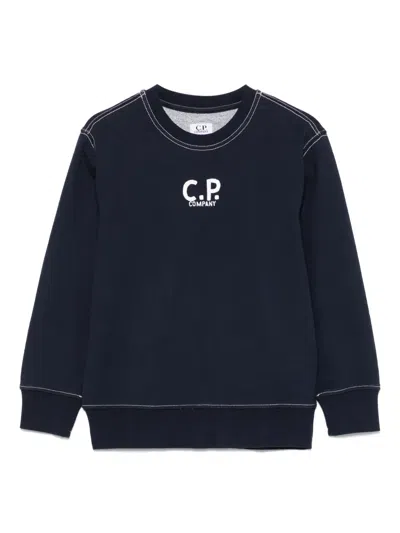 C.p. Company Kids' Logo-print Sweatshirt In Blue