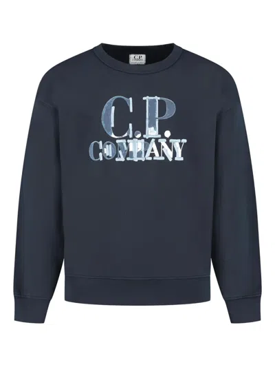 C.p. Company Kids' Logo-print Sweatshirt In Blue