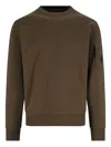 C.p. Company Diagonal Raised Fleece Crew Neck Sweatshirt In Brown