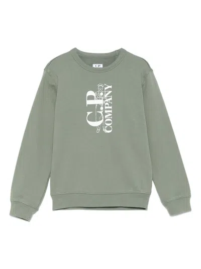 C.p. Company Kids' Logo-print Sweatshirt In Green