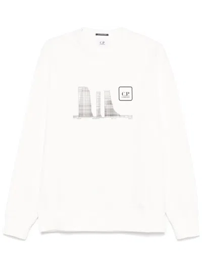C.p. Company Logo-print Sweatshirt In White