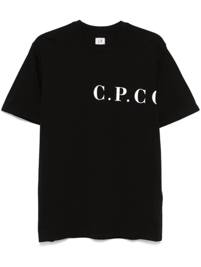 C.p. Company C.p.company T-shirt With Logo Print On Chest And Back In Black