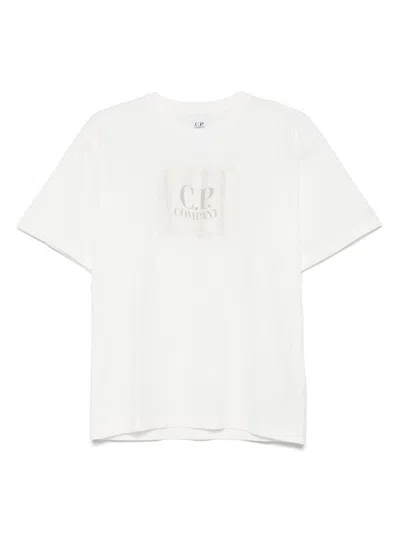 C.p. Company Kids' Logo-print T-shirt In 白色