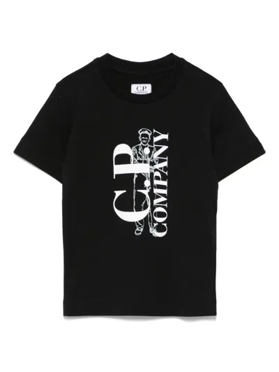 C.p. Company Kids' Logo-print T-shirt In Black