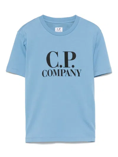 C.p. Company Kids' Logo-print T-shirt In Blue