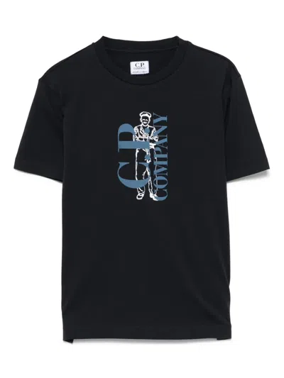 C.p. Company Kids' Logo-print T-shirt In Blue