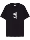 C.p. Company Black T-shirt With Vertical Logo Printed On The Front