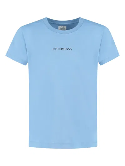 C.p. Company Kids' Logo-print T-shirt In Blue