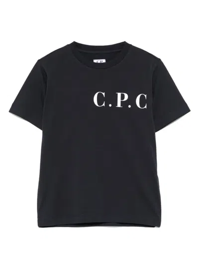 C.p. Company Kids' Logo-print T-shirt In Blue