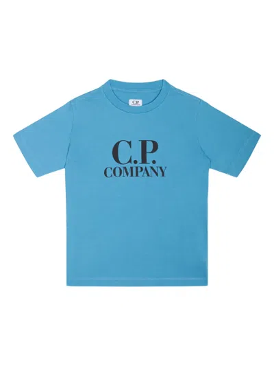 C.p. Company Kids' Logo-print T-shirt In Blue