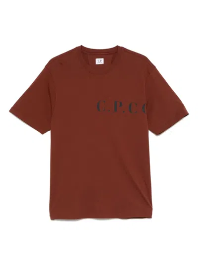 C.p. Company Logo-print T-shirt In Brown